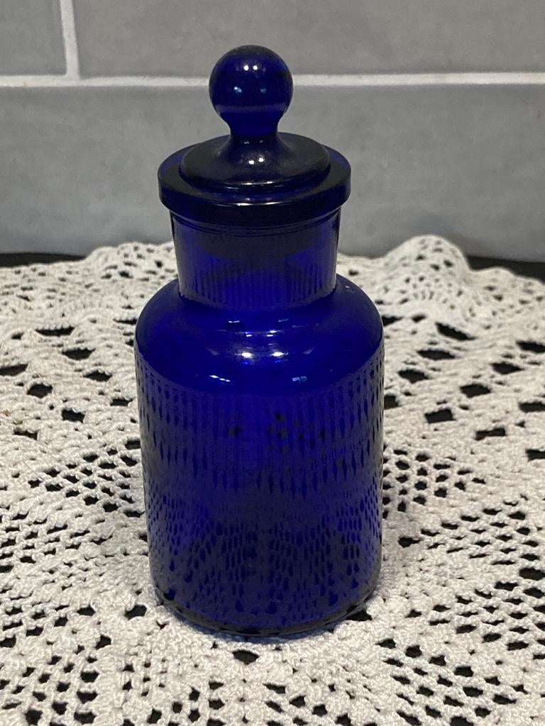 Kobaltblauw glazen flesje (160426), Ophalen of Verzenden