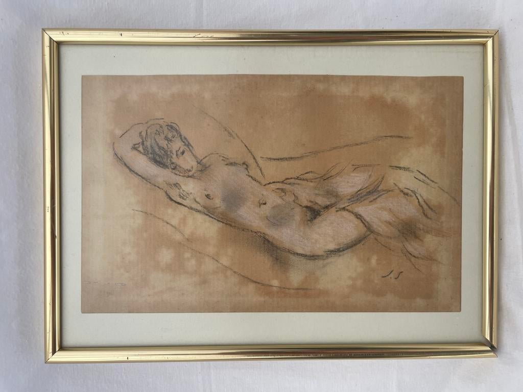 Jan Sluijters liggend naakt. Gesigneerd. Origineel., Ophalen of Verzenden
