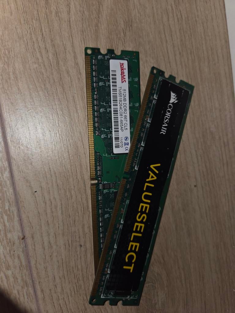 1GB ddr2 Ram (2x 512MB), Computers en Software, RAM geheugen, Ophalen, DDR2, Desktop