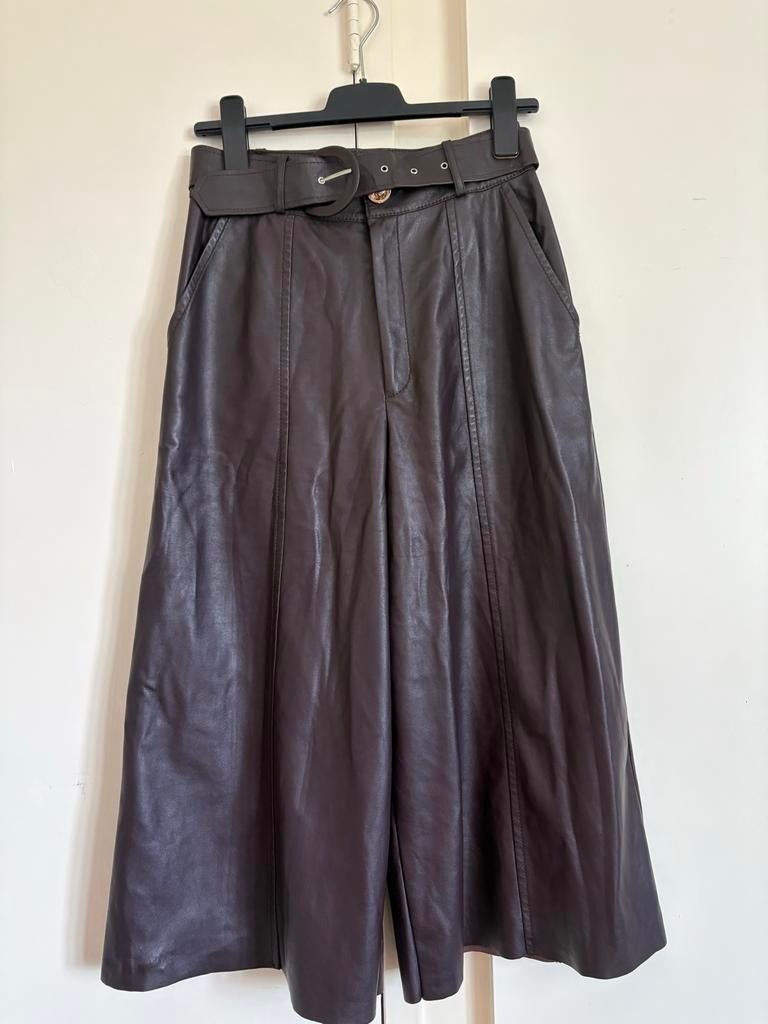 Donkerbruine culotte broek met riem, Bruin, Ophalen of Verzenden, Driekwart, Maat 34 (XS) of kleiner