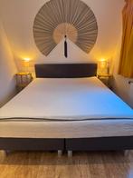 Grijze boxspring 160x200 met Emma topper, Ophalen, Gebruikt, Tweepersoons, 200 cm