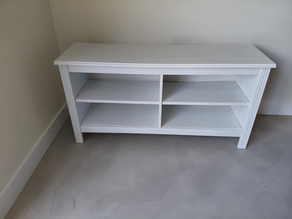 Wit TV meubel met open vakken - 120x36x63 cm, Ophalen, Gebruikt, 100 tot 150 cm, Minder dan 100 cm