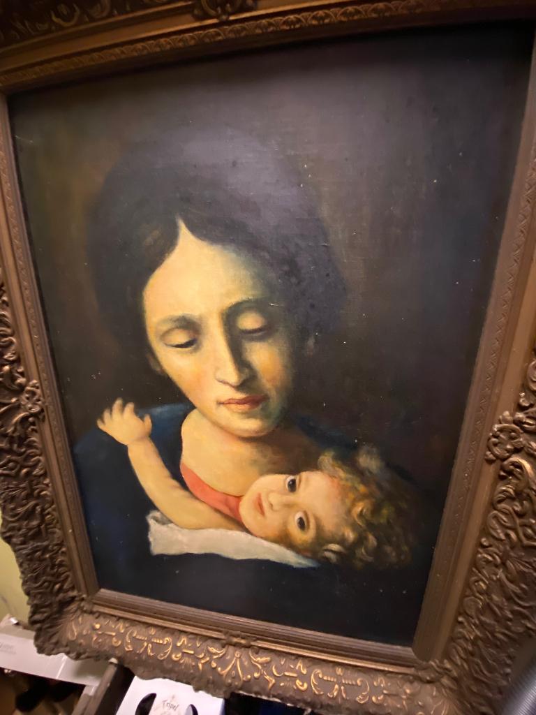 schilderij Madonna met kind in barokke lijst, Ophalen