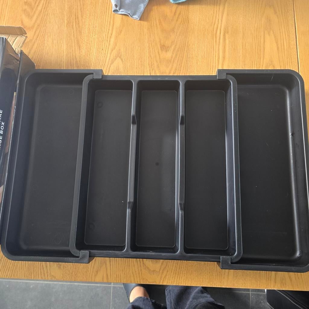 Bestek opbergbox uittrekbaar zwarte kleur., Ophalen of Verzenden