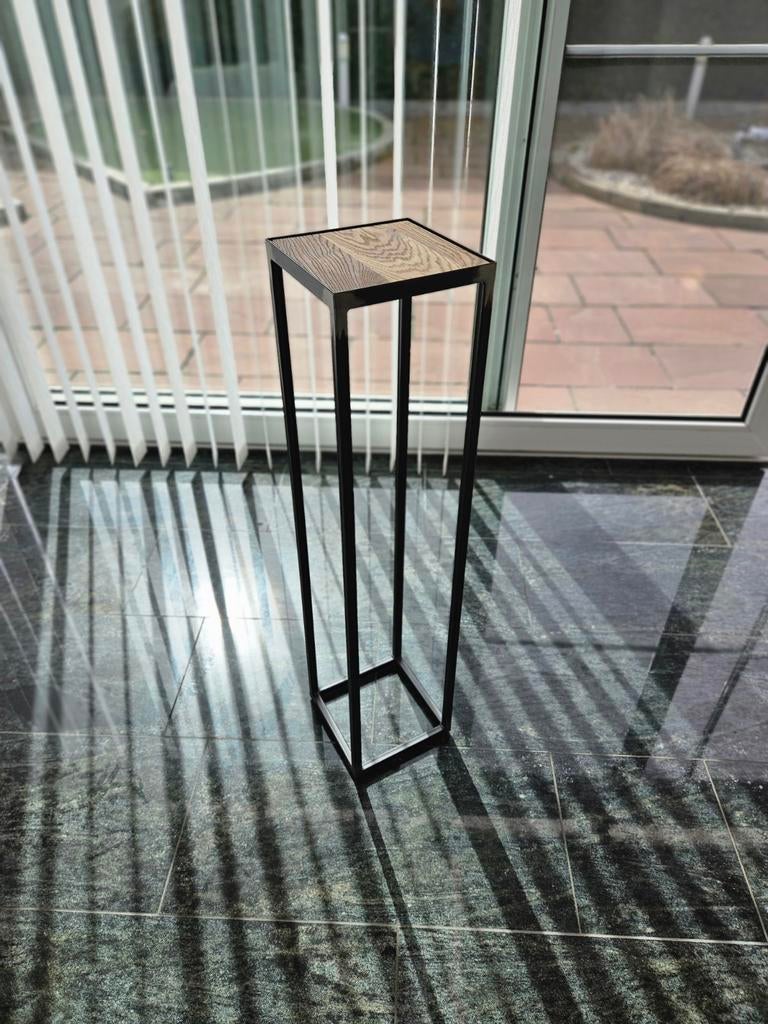 Hoge bijzettafel met houten blad, Ophalen, Vierkant, Minder dan 55 cm, 45 tot 60 cm