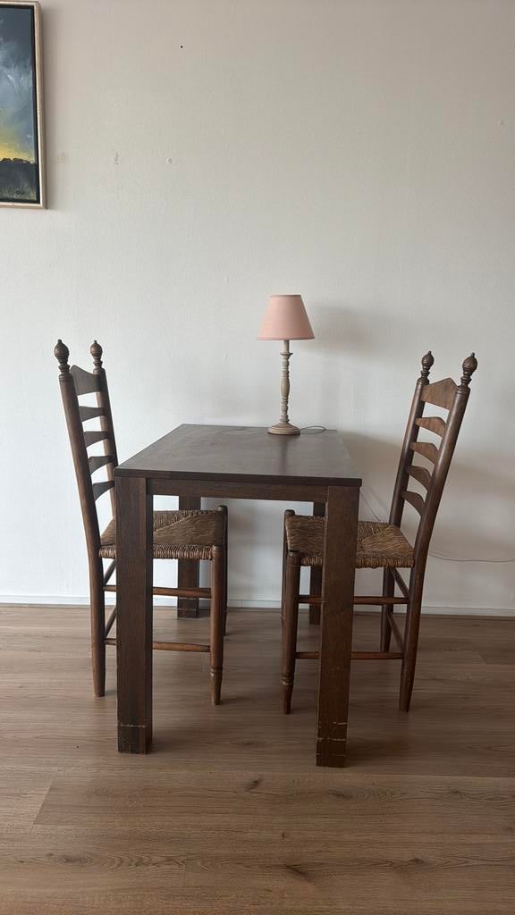Solid Wood Dining Set – Rustic & Cozy Style, Huis en Inrichting, Ophalen, Zo goed als nieuw, Rechthoekig, 50 tot 100 cm