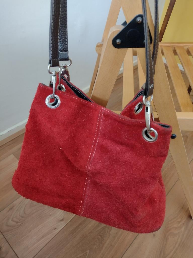 suede tas, Ophalen, Gebruikt, Rood, Handtas