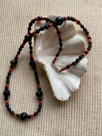 Zwarte gitten ketting met bloedkoraal, Sieraden, Tassen en Uiterlijk, Antieke sieraden, Ophalen of Verzenden, Overige materialen
