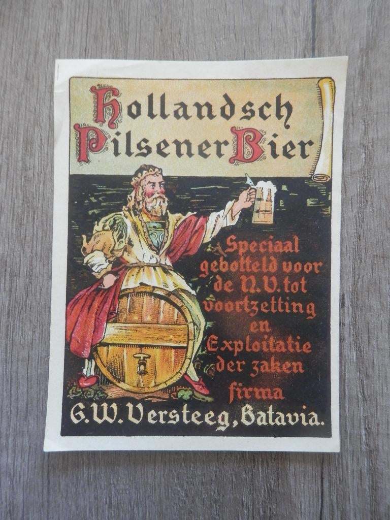 Oud Nederlands bier etiket Hollandsch Pilsener bier, Ophalen of Verzenden, Zo goed als nieuw, Overige typen, Overige merken
