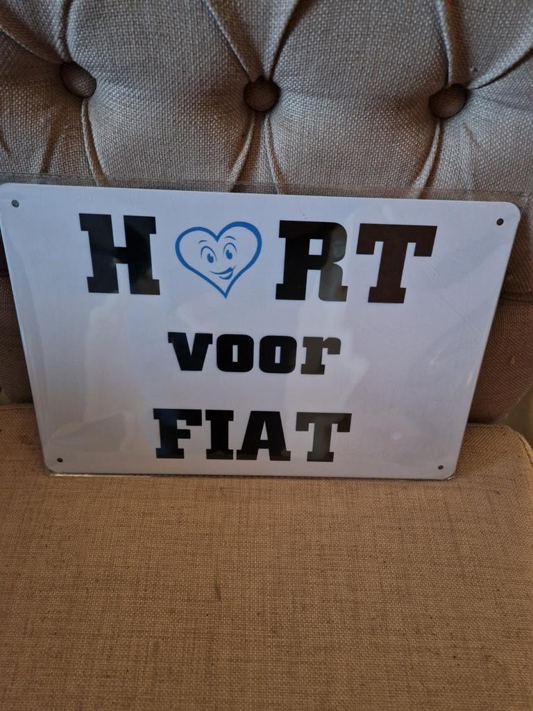 Hart voor Fiat reclamebord, Ophalen of Verzenden, Nieuw, Reclamebord