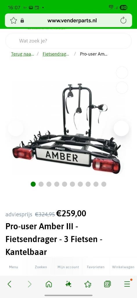 Fietsendrager, Ophalen, 3 fietsen of meer, Gebruikt, Elektrische fiets