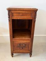 Antiek Frans Nachtkastje | Eiken & Rood Marmer, Ophalen of Verzenden