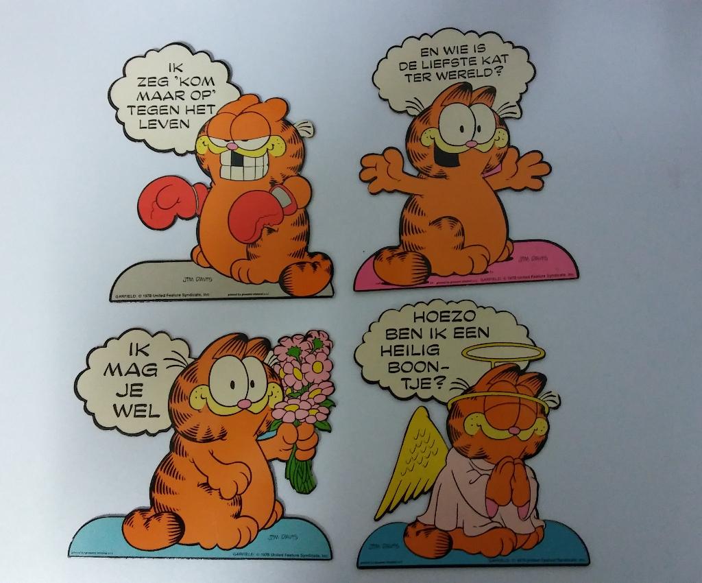 Garfield Jim Davis bordjes afbeelding vintage kat karton, Verzamelen, Stripfiguren, Ophalen of Verzenden, Garfield, Gebruikt, Overige typen