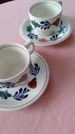 2 Boerenbont kop en schotels, Boch Belgium, Gebruikt, Ophalen of Verzenden, Kop(pen) en/of Schotel(s), Aardewerk