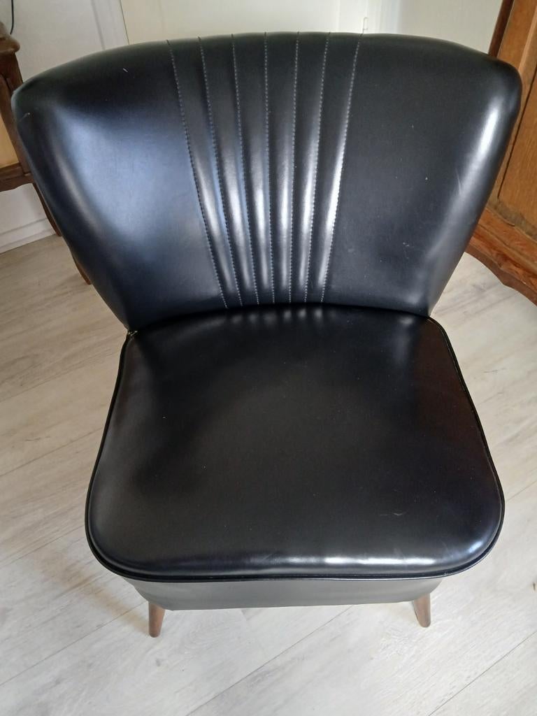 Originele clubstoel jaren '70, Ophalen, Leer, 50 tot 75 cm