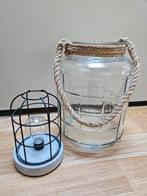 Gratis! Groot Windlicht / vaas en stoer lampje, Ophalen, Zo goed als nieuw