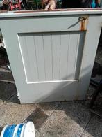 Hardhouten onder- en bovendeur en 2 hardhouten kozijnen, Ophalen, Gebruikt, Buitendeur, 200 tot 215 cm