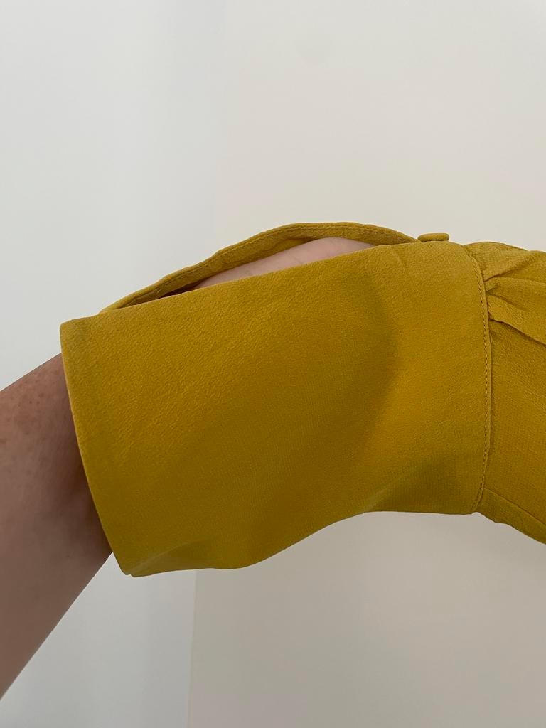 Luisa Cerano Gele Zijden Blouse Maat 44, Ophalen of Verzenden, Zo goed als nieuw, Maat 42/44 (L), Geel