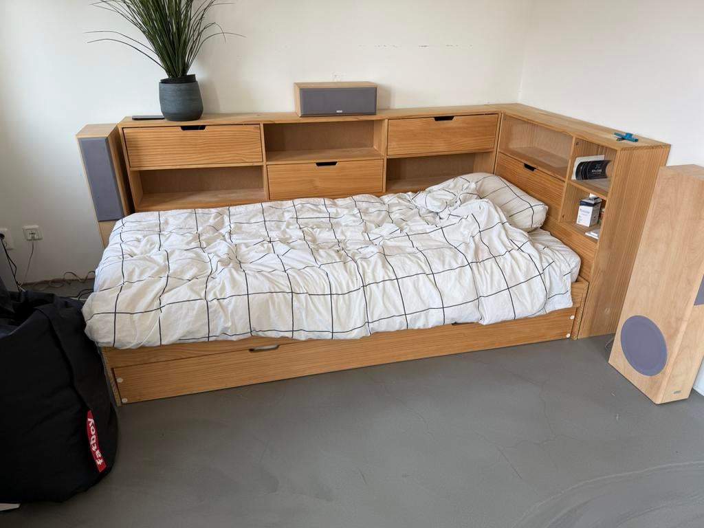 Kinder/tienerbed La Redoute met opbergruimte en lattenbodem, Huis en Inrichting, Slaapkamer | Bedden, Ophalen, Gebruikt, 90 cm