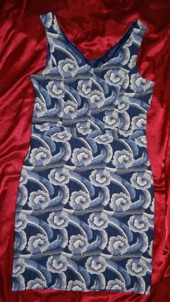 Leuke blauw/wit/grijze STEPS jurk, Blauw, Knielengte, Steps, Gedragen
