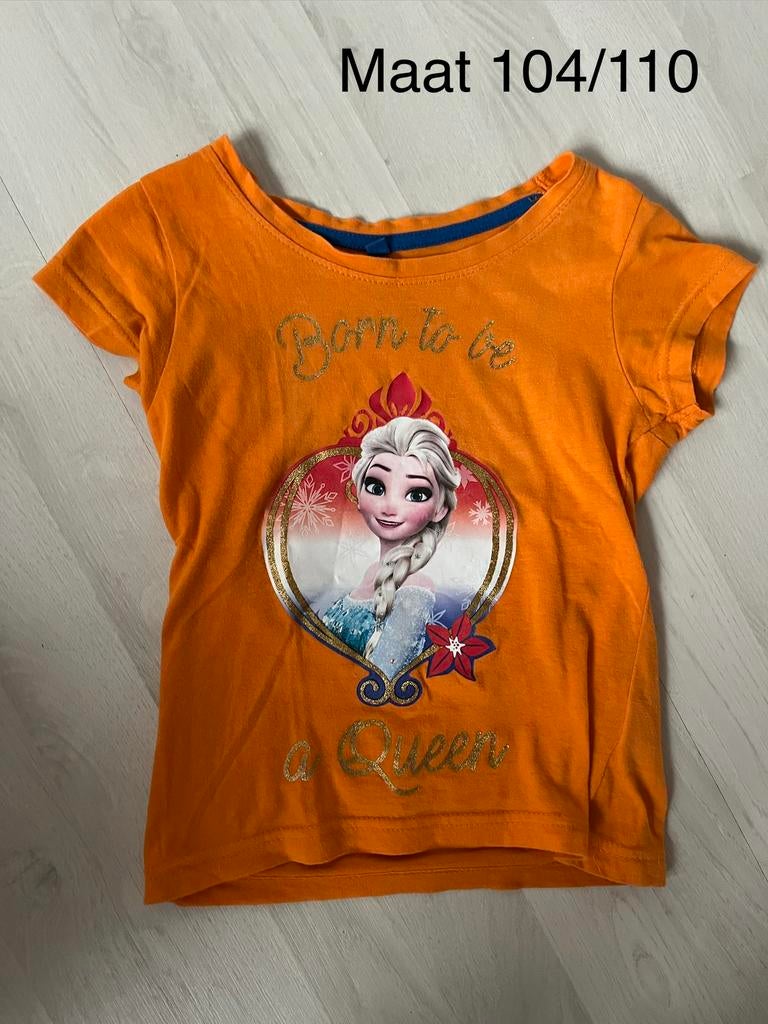 Oranje Frozen / Elsa shirt 104/110,leuk voor Koningsdag /WK, Kinderen en Baby's, Kinderkleding | Maat 104, Ophalen of Verzenden