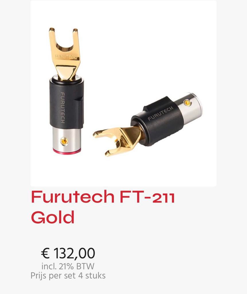 Furutech ft-211 gold spade, Audio, Tv en Foto, Ophalen of Verzenden, Zo goed als nieuw, Minder dan 2 meter, Overige kabels