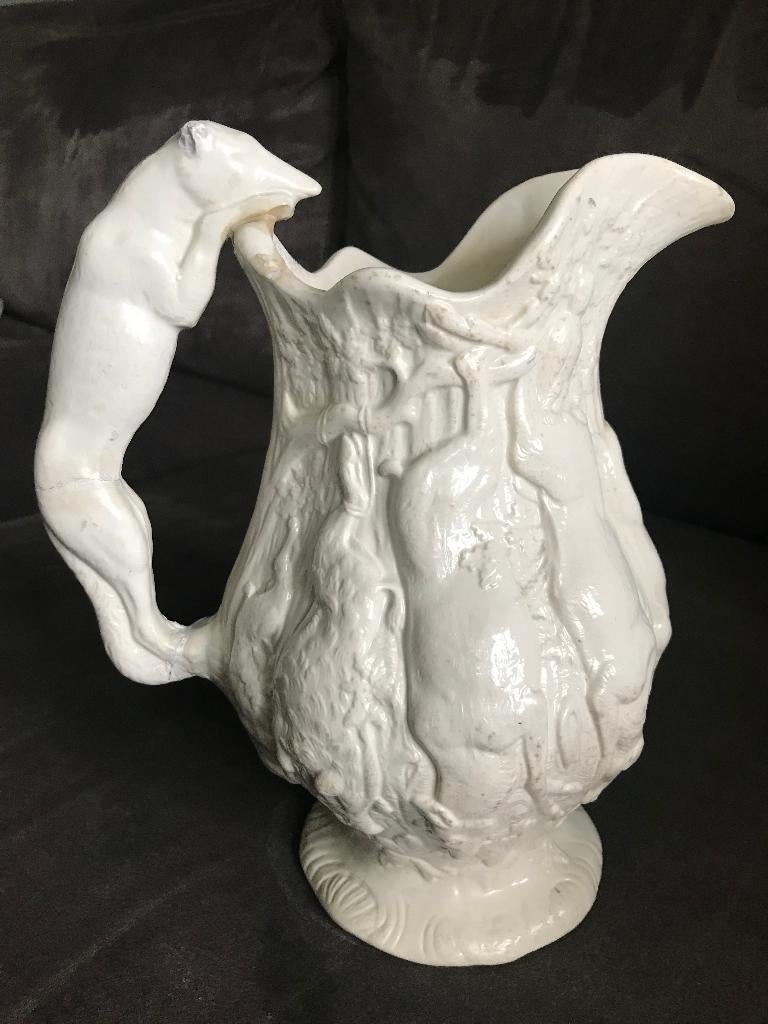 Vaas Vintage Schenkkan Keramiek /Porselein. Jaren '50., Gebruikt, Wit, Aardewerk of Porselein, Ophalen of Verzenden