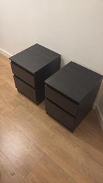 Twee kleine zwarte Ikea nachtkastjes met lades, Ophalen, Gebruikt, Minder dan 45 cm, Minder dan 55 cm