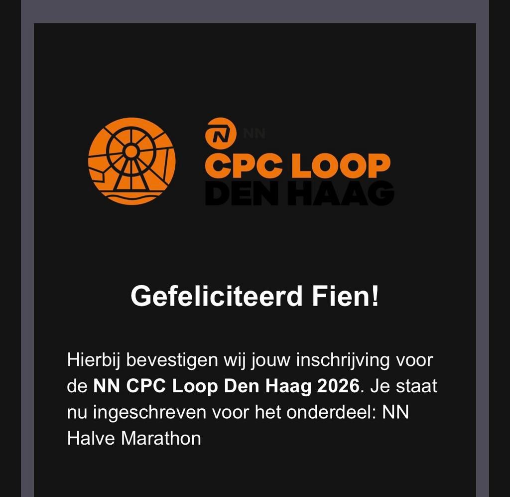 CPC kaartje halve marathon, Eén persoon