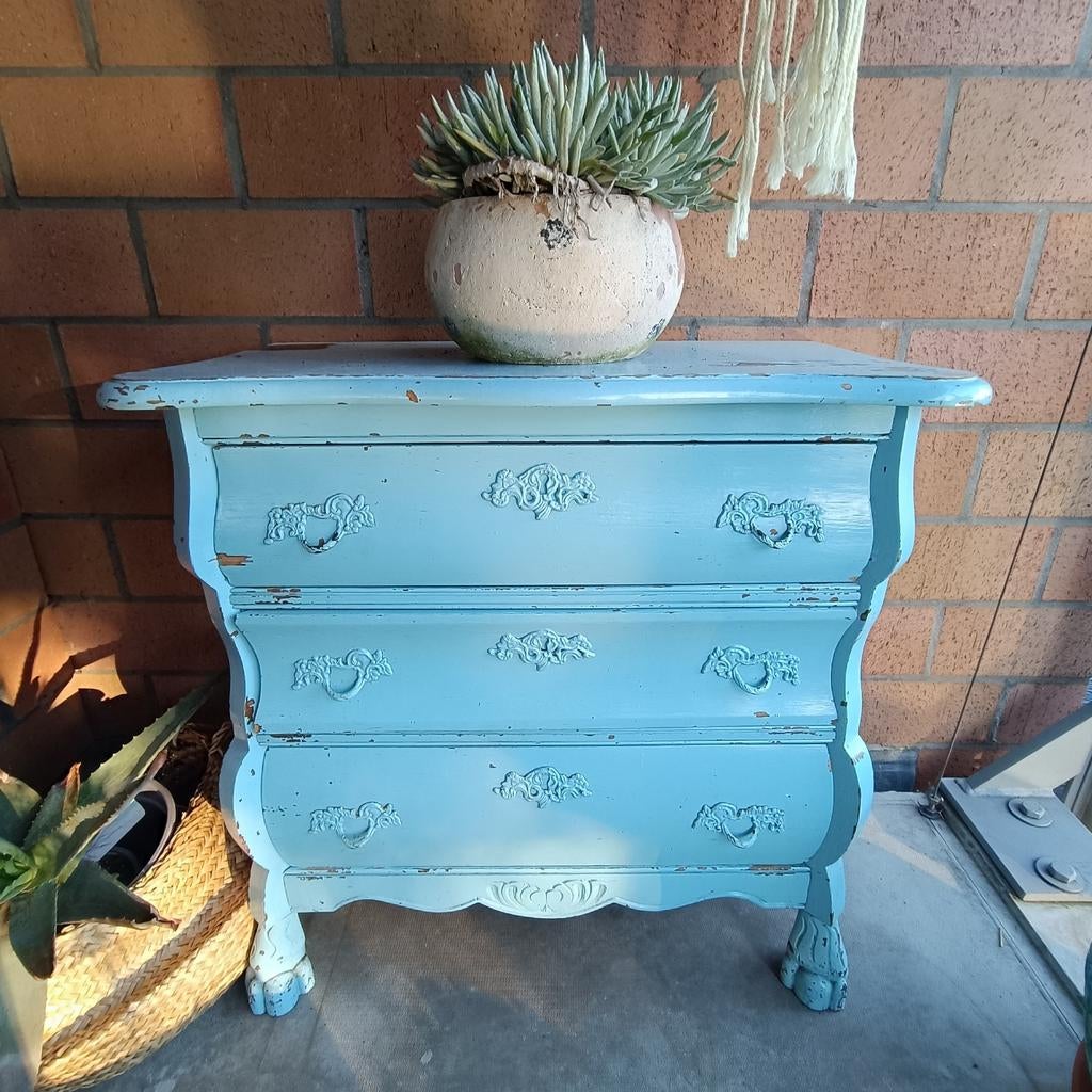 Buik kast zacht blauw met 3 laden, Huis en Inrichting, Kasten | Ladekasten, Ophalen, Gebruikt, 50 tot 100 cm, 3 of 4 laden