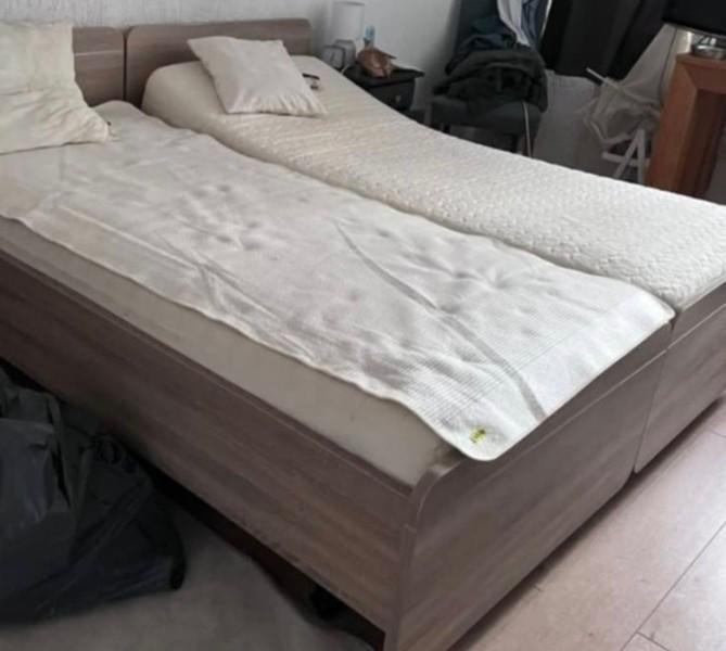 Bed, Ophalen, Bruin, Tweepersoons, Zo goed als nieuw