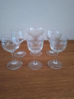 Oude Borrelglaasjes - Set van 6 verschillende glaasjes, Antiek en Kunst, Antiek | Glas en Kristal, Ophalen