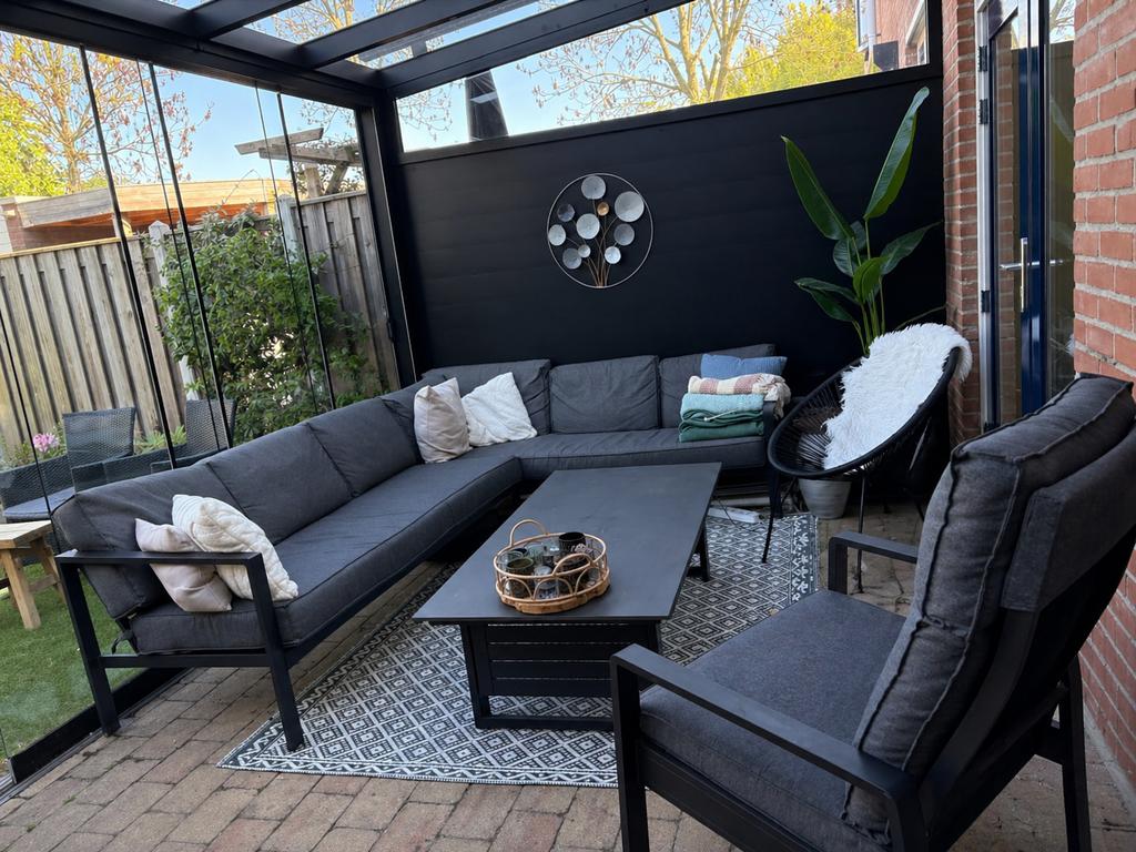 Loungeset met verstelbare tafel/stoel|Vonge van Jysk, Ophalen, 5 zitplaatsen, Aluminium, Zo goed als nieuw