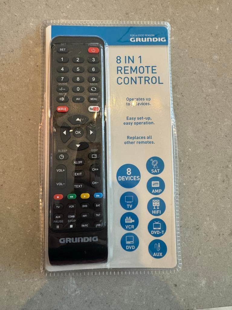 Grundig 8-in-1 Universele Afstandsbediening, Audio, Tv en Foto, Afstandsbedieningen, Ophalen of Verzenden, Nieuw, Universeel, Tv