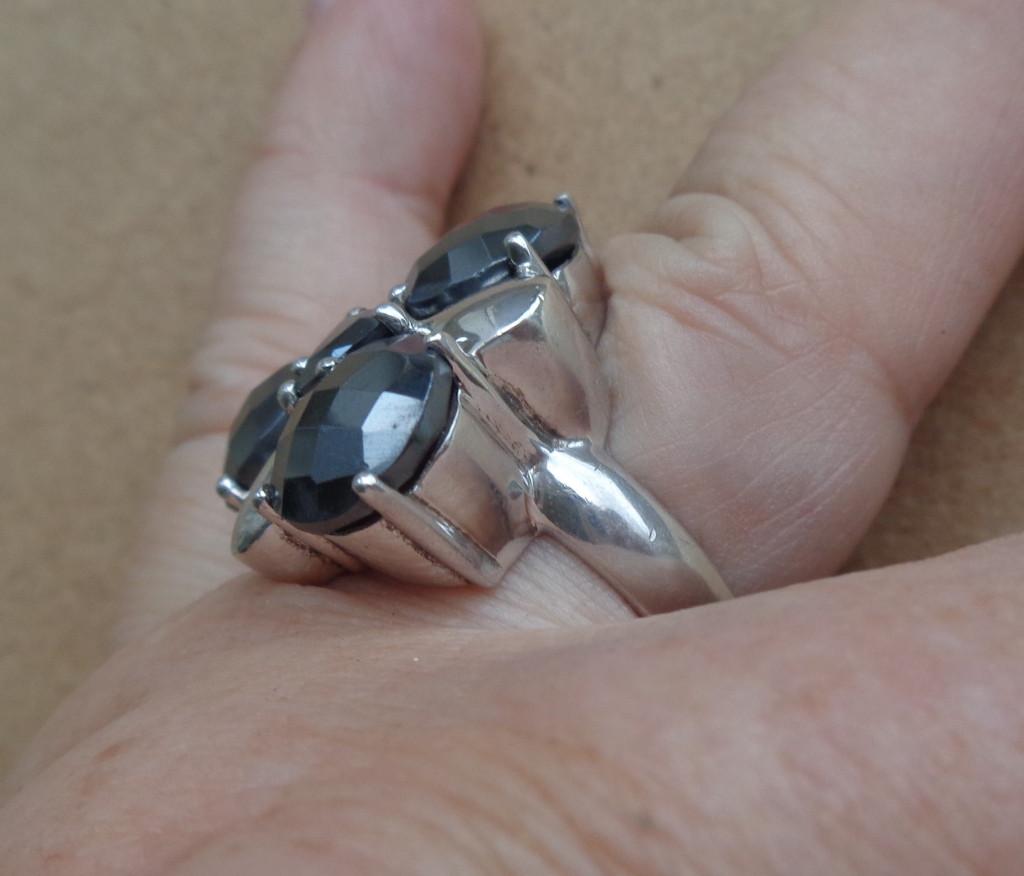 zilveren royale ring met geslepen stenen [053], 18 tot 19, Verzenden, Zo goed als nieuw, Dame