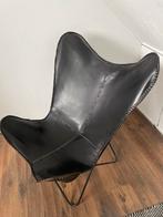Zwarte leren vlinderstoel - Comfortabel en stijlvol, Huis en Inrichting, Stoelen, Ophalen, Zwart, Leer, Zo goed als nieuw