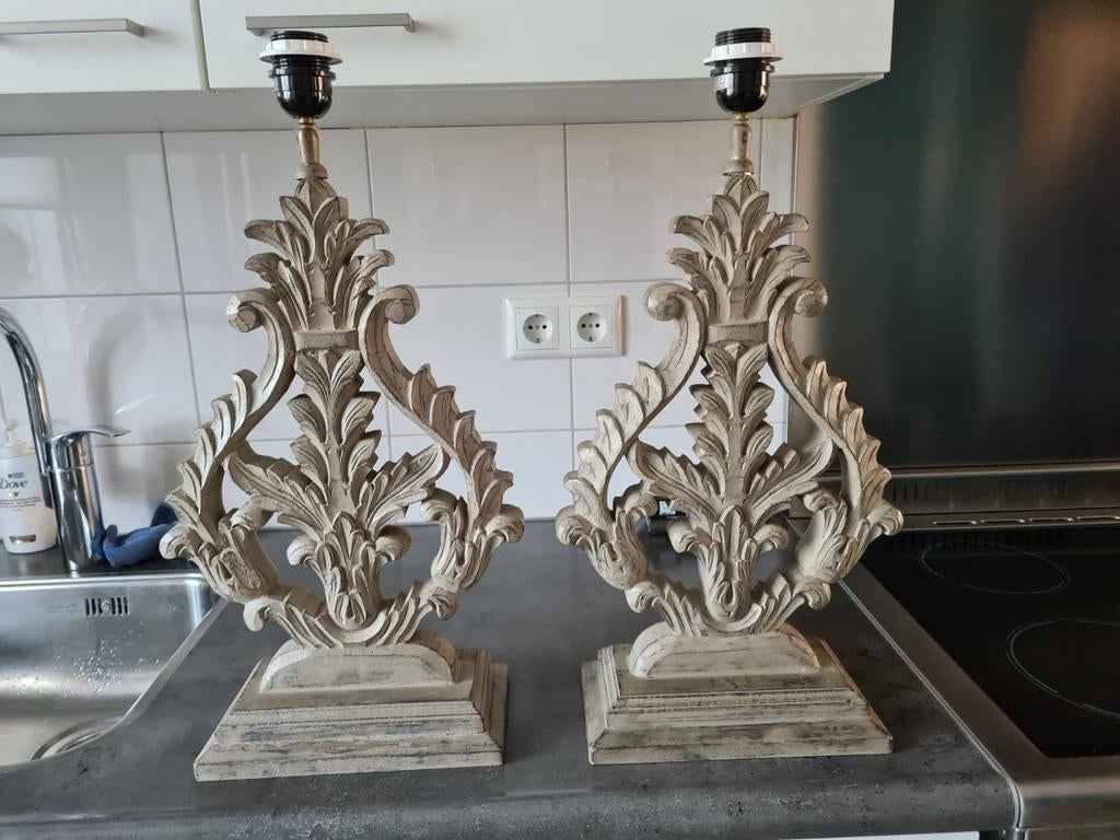 Set van 2 decoratieve staande lampen, 70cm hoog, Ophalen, Gebruikt, Klassiek, Barok, Sierlijk, Antiek look, Minder dan 100 cm