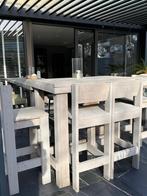 Steigerhout statafel met 4 stoelen, Tuin en Terras, Ophalen, Zo goed als nieuw, Steigerhout, Stoel