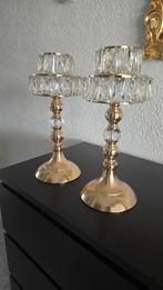 Gouden kandelaars met kristallen details, Ophalen of Verzenden