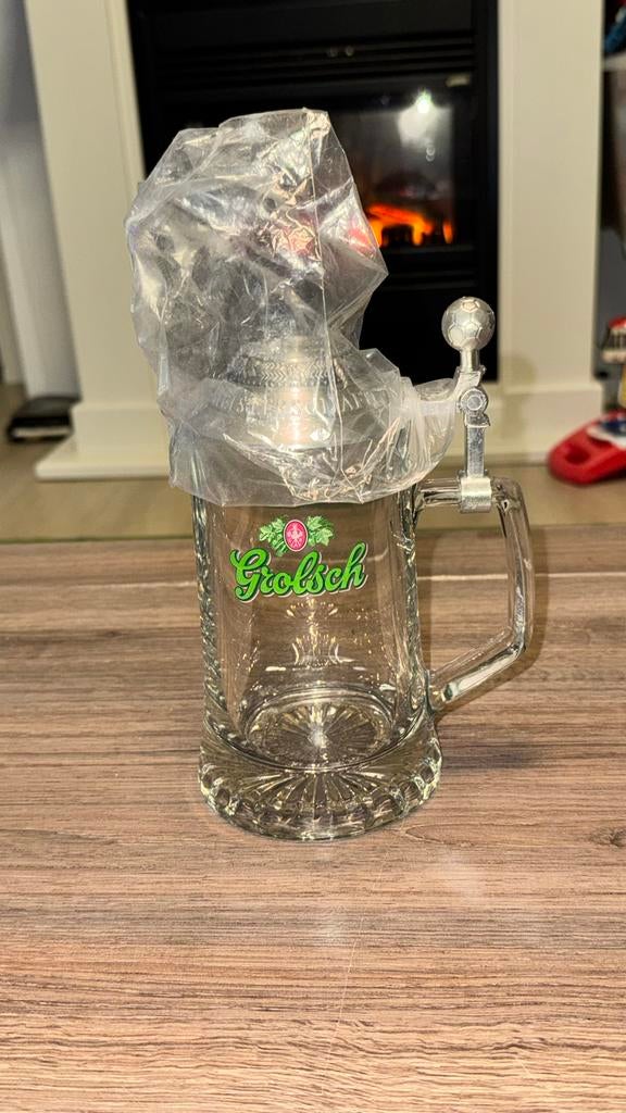 Grolsch bierpul met deksel - Voetbal editie, Verzamelen, Biermerken, Ophalen of Verzenden, Zo goed als nieuw, Pul(len), Grolsch