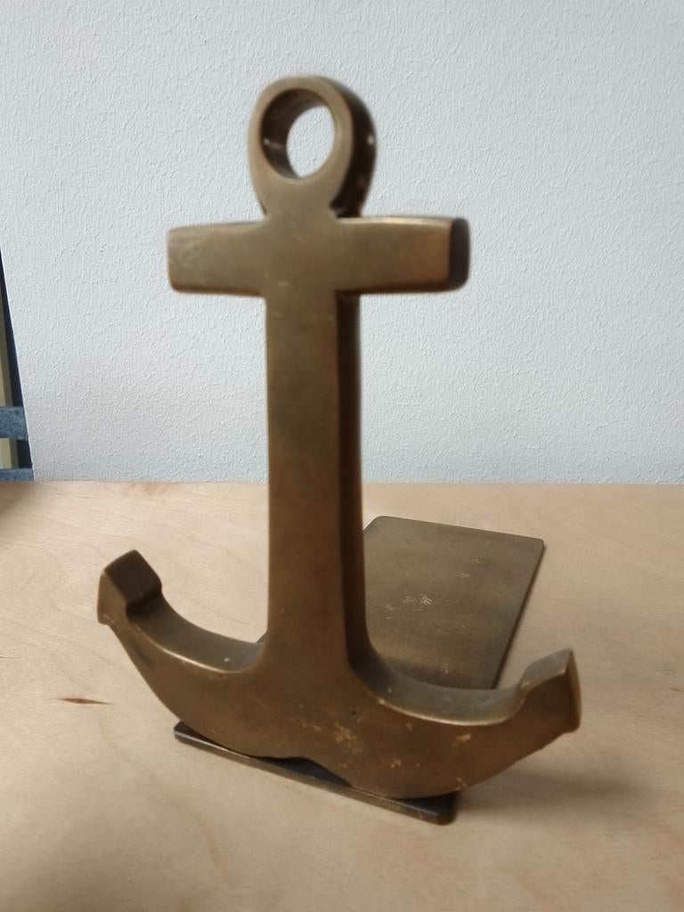 Anker boekensteun, messing, 12,5 cm h x 10 cm breed, vintage, Ophalen of Verzenden
