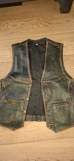 Vintage bruin leren motorvest. maat M., Ophalen of Verzenden