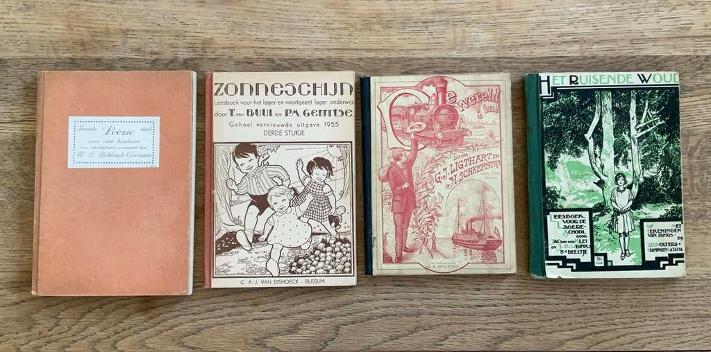 Oude schoolboekjes 1912 / 1923 / 1943 / 1955, Ophalen of Verzenden, Buitenland