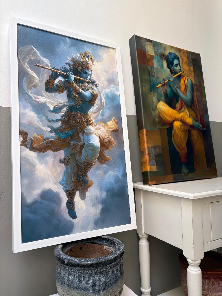 Twee Krishna’s print op canvas (één GRATIS!), Antiek en Kunst, Kunst | Niet-Westerse kunst, Ophalen