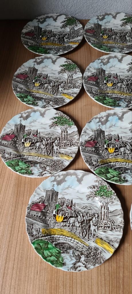 Borden met koets en kerk, 11 stuks, Ophalen of Verzenden