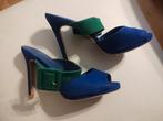 Divalentini Muiltjes met hoge hak - Blauw/Groen, Blauw, Zo goed als nieuw, Divalentini, Sandalen of Muiltjes