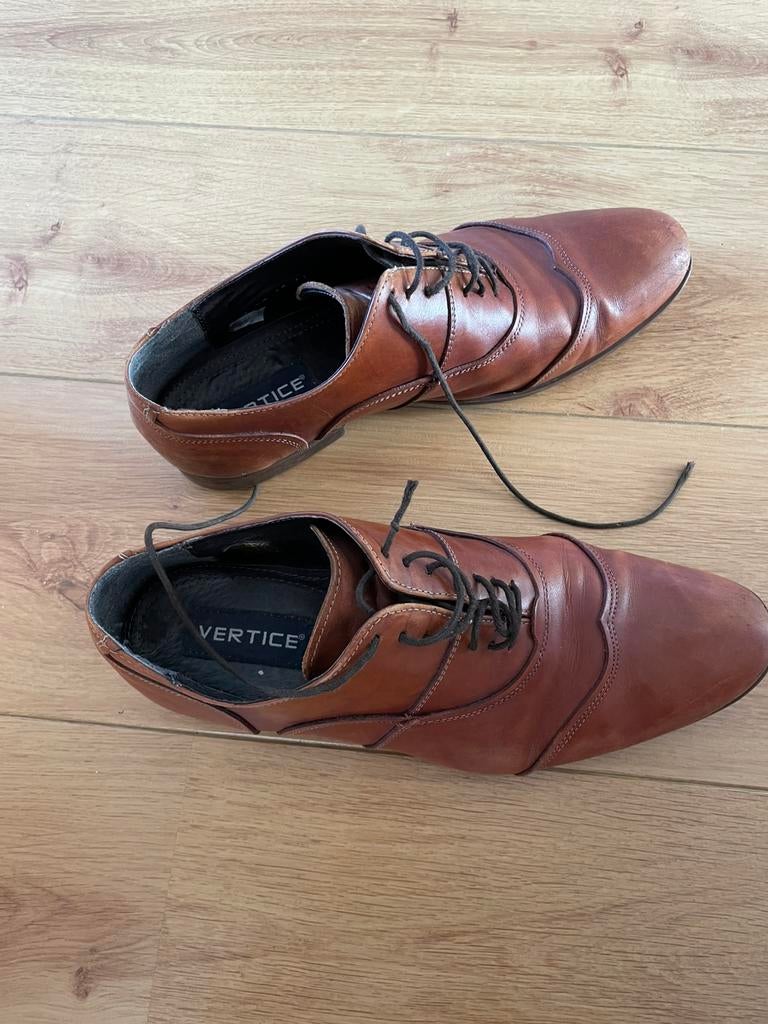 Leren bruine herenschoenen maat 44, Ophalen of Verzenden, Zo goed als nieuw, Bruin