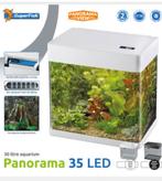 AQUARIUM! Met inhoud! Superfish Panorama 35 LED Aquarium wit, Ophalen, Zo goed als nieuw, Gevuld zoetwateraquarium