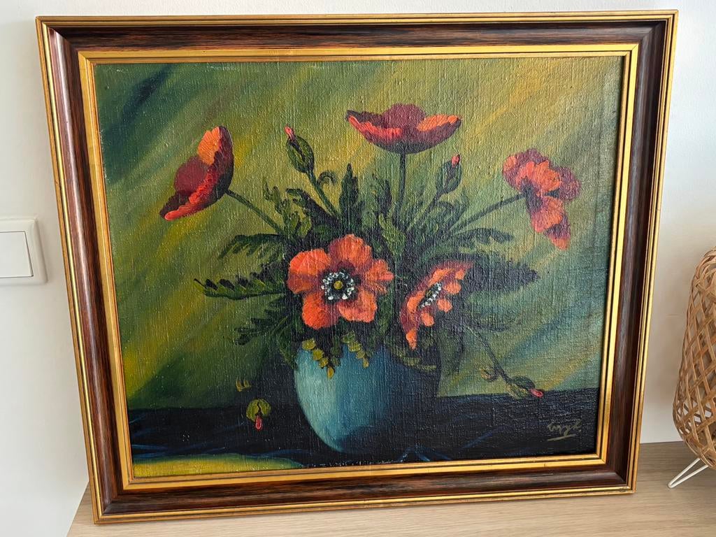 Prachtig groot oud bloemenschilderij, Antiek en Kunst, Ophalen