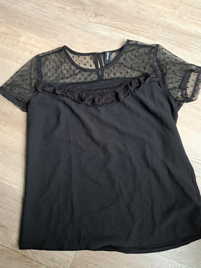 Eksept Zwart Shirt Maat L met Voile Pas en Korte Mouwen, Kleding | Dames, T-shirts, Zwart, Maat 42/44 (L), Ophalen of Verzenden